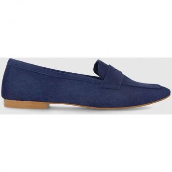 Lodi - Mocasines planos de mujer en ante de color azul marino