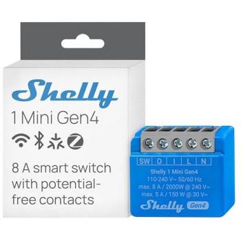 Módulo Relé Inteligente Shelly 1 Mini Gen4, 8A, Wi-Fi, Bluetooth, Zigbee y Matter