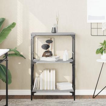 Librería de 3 estantes de madera ingeniería, dimensiones 56x35x90,5 cm, disponible en colores Negro, Roble Sonoma y Roble ahumado, diseñada para oficina, estudio o dormitorio como mueble de almacen