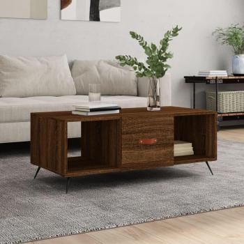 Mesa de centro de madera contrachapada multicapa de roble marrón 102x50x40 cm