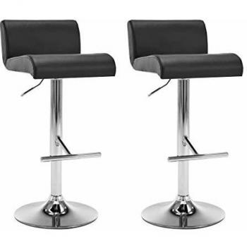 vidaXL 2X Sillas de Bar Cuero Sintético Negro Accesorios Mobiliario Taburetes