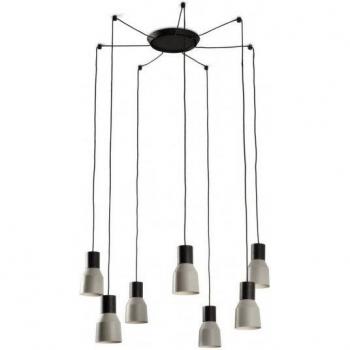 Lámpara colgante Kombo Negro mate 7 bombillas 500cm Ø120 68591-7L