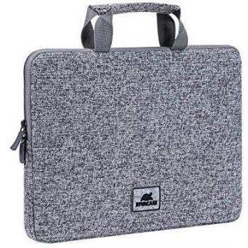 RIVACASE Anvik 13.3 Laptop Sleeve Light Grey with Handle Waterproof Material Plush Interior Back Pocket