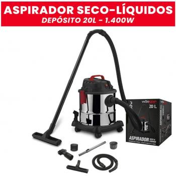 Aspirador industrial seco-líquidos inox 1.400W 20lt