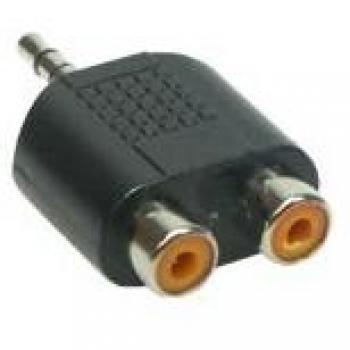 Adaptador de Cable 3.5mm a 2 x RCA Macho/Femina ALCASA AD-2CKS3, Negro