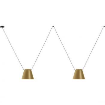 Colgante decorativo de techo Attic en aluminio negro mate para 2 bombillas E27, dimensiones 75cm x 200cm