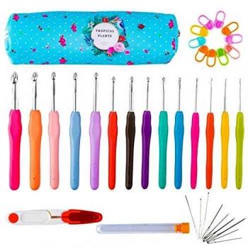 Niviy Agujas de Ganchillos 36 Pzas Kit Ganchos de Ganchillo Accesorios 14 Pzas Crochet con Bolsa para Novatos Principiantes