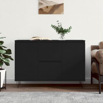 Aparador de madera de ingeniería 104x35x70 cm, Mueble de Almacenaje de Salón, Buffet para salón, Armario Auxiliar, Armario de Almacenamiento en color negro