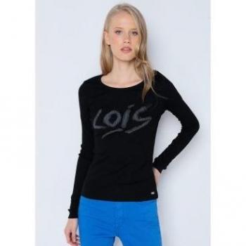 Camiseta slim de manga larga negro para mujer de Lois