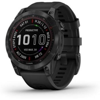 Garmin Fenix 7 Sapphire Solar GPS Smartwatch - Black DLC Titanium Case with Black Band