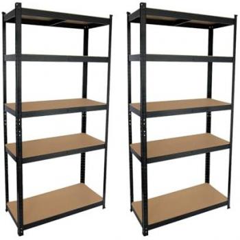 Estantería Modular de Almacenaje THINIA HOME (Pack 2) - Acero y MDF Antihumedad, 5 Baldas Ajustables, Carga Máxima 875Kg, Dimensiones 90x40x180