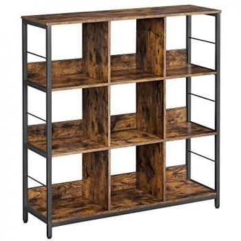 Estantería de Almacenamiento VASAGLE de 3 Niveles y 9 Compartimentos, para Salón, Estudio, Cocina, dimensiones 100x30x103 cm, en color Marrón Rústico y Negro