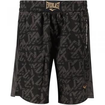 Everlast Pantalón Corto Deporte Hombre Saratoga Negro Elástico Estampado Bolsillos Ligeros Transpirables