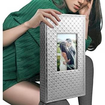 Fashion Leather Photo Album, Holds 300 Horizontal Photos with Acid-Free Black Inner Page Picture Albums Book with 6x4 300 Pockets for Family Wedding Anniversary Valentines Gifts