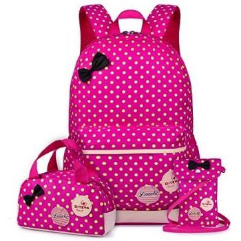 Vbiger- Mochila infantil para niña, con bolsa para almuerzo y bolsito para el móvil, Fucsia