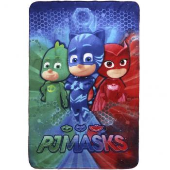 PJ Masks Héroes en Pijamas 2200002418, Manta Polar con Gatuno, Buhíta, Gecko, 150 Centímetros, Multicolor
