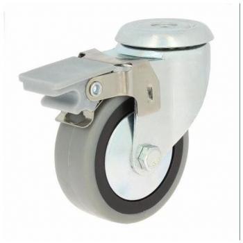 Rueda con soporte aro goma 80 mm con freno 79323