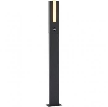 Bolardo luminoso LED Lucande Virgalia 100cm con sensor, moderno, negro, hecho de aluminio, 1 llama, para iluminación de senderos y baliza