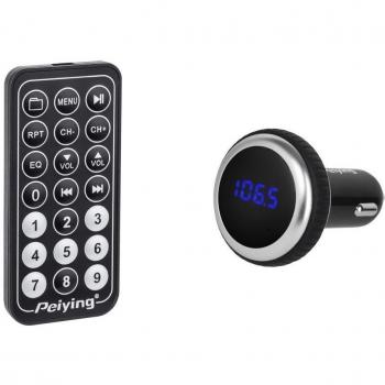 Peiying urz0462 coche FM Transmisor con función RDS, incluye mando a distancia MP3/WMA/SD 206 emisoras de radio Bluetooth 4.0 Negro
