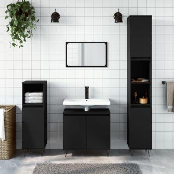 Conjunto de muebles de baño 3 piezas de madera contrachapada negra multicapa