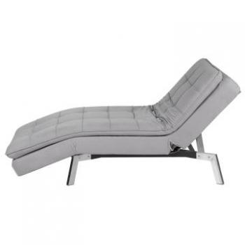 Chaise Lounge de Terciopelo Gris Claro con Respaldo y Patas Ajustables Capitonné