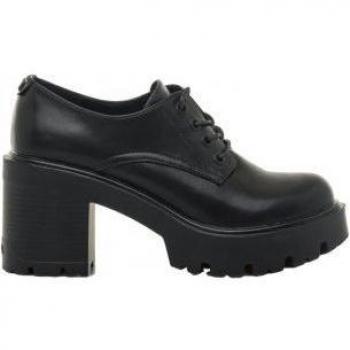 MTNG Mustang Zapatos de Tacón para Mujer Emeline Negro con Cierre de Cordones, Puntera Redonda y Suela Gruesa - Altura del Tacón 7 cm