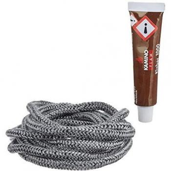 Kamino-Flam Junta para chimenea con pegamento, resistente a 550 °C, termo lana de vidrio, 200 cm/17 ml