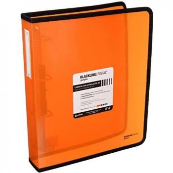 Grafoplas 30120652, Carpeta Anillas Naranja A4 +, Polipropileno, 4 Anillas de 40mm, Serie Blackline