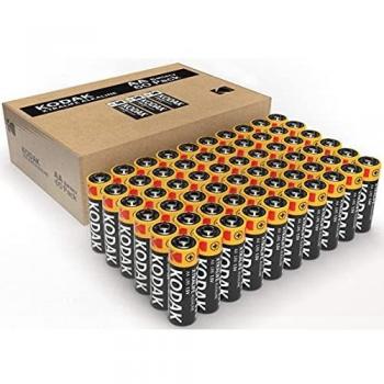 Baterías Alcalinas AA KODAK Xtralife Pack de 60 - Larga Duración y 10 Años de Vida Útil