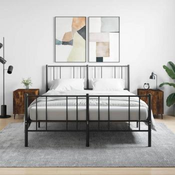 Mesita de noche 2 piezas Smoke Oak 40x40x50 cm Madera multicapa