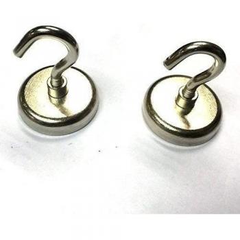 Sunkee (2-pack) Magnetic Hook,150 Pound Strong Neodymium Magnet Hooks, Ultra Heavy Duty Magnetic Hook,1.65 Diameter, 2.05 Total Height (D42a)