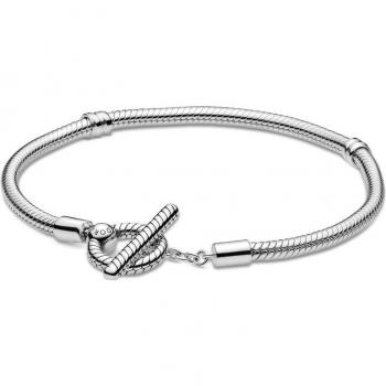 Pulsera Pandora Moments de plata con cadena de serpiente y cierre en T - Talla 21