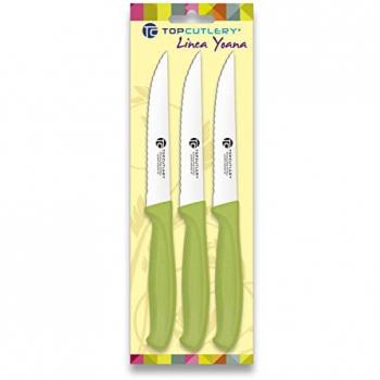 Blister de 3 cuchillos color verde, 17324-VE, Top Cutlery, línea Yoana, 17372