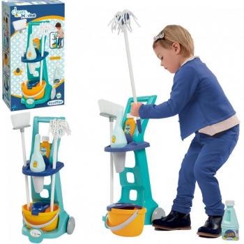 Set de Limpieza Ecoiffier para Niños, Carrito Multicolor con 8 Piezas, A partir de 3 Años