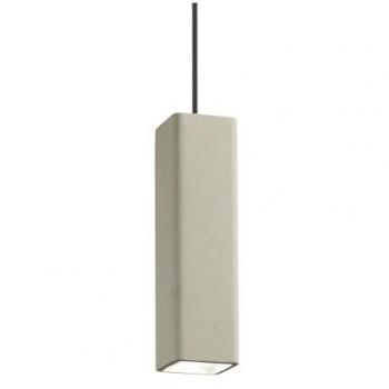 Suspensión de techo moderna en roble y cemento, 1 bombilla, diámetro 40 cm, color gris claro