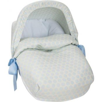 Saco Porta Bebé Topo Jacquard Celeste con capota y cubre arnés Babyline