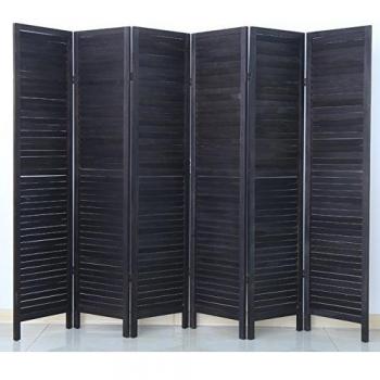 Biombo persiana de madera negro de 6 paneles - Dimensiones: 170 x 240 cm