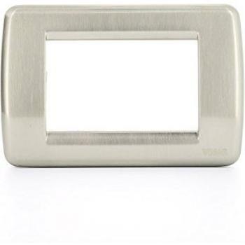 Placa Vimar Idea Rondó 3 Módulos Níquel Cepillado