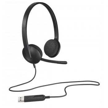 Logitech H340 USB Wired On-Ear Headset with Noise-Cancelling Microphone, 20 - 20000 Hz Frequency Response, 1.8 m Cable Length, Black (Product Code: 981-000475)