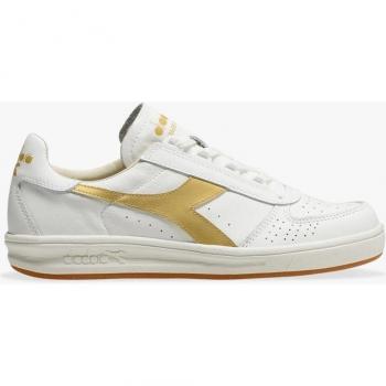 Diadora B Elite Italia Sport Sneakers - Color: White/Gold - Size: UK 7.5 - Male