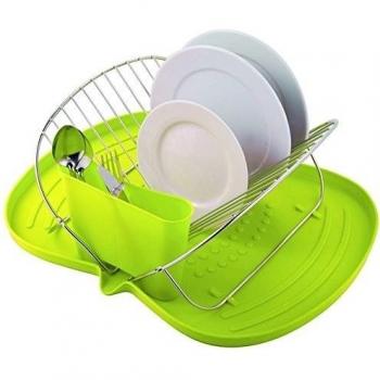 MSV ESCURRE Platos Plegable con Bandeja DE PLASTICO Verde Claro, 48.0x38.0x17.0 cm