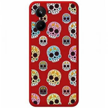 Funda de Silicona Líquida Roja con Diseño Catrina para Realme 10 4G