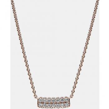 Pandora Timeless Elegance Collar en Oro Rosa con Doble Halo de Circonitas Cúbicas, 45 cm - 382621C01
