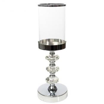 Portavelas Romimex Plateado Metal Vidrio 12 x 34 x 12 cm