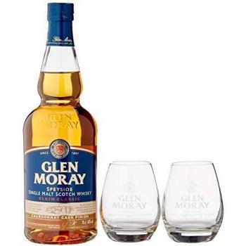 Malt Glen Moray Chardonnay Barrica + 2 Copas 40% 0.700L