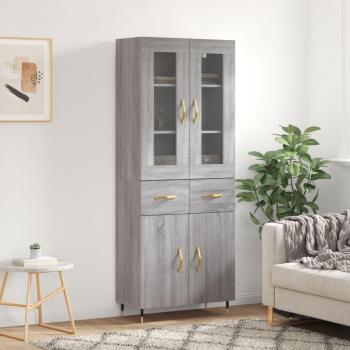 Aparador alto de madera multicapa gris Sonoma 69,5x34x180 cm