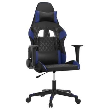 Silla Gaming Ergonómica Ajustable Cuero Sintético Negro y Azul Vidaxl