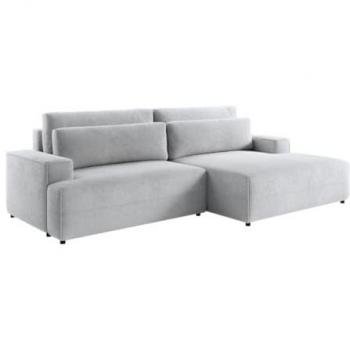 Sofá rinconera derecho convertible en tela texturada gris BREGLIO