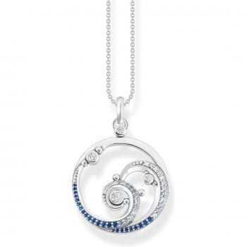 Thomas Sabo Wave Necklace with Blue Stones 925 Sterling Silver KE2143-644-1-L45V