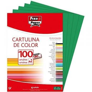 Fixo Paper 11110422 - Pack de 100 cartulinas, A4, color verde oscuro, 180g